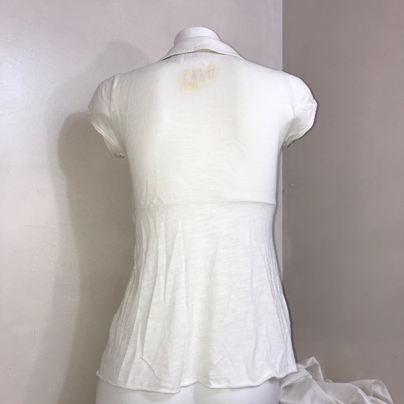 #023-DKNY Vintage White Hole Cutout Short Sleeve - Picture 4 of 6